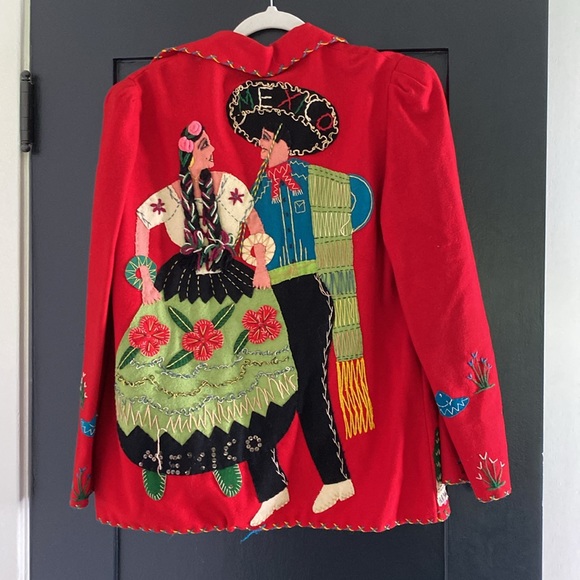 Women’s Red Hand Embroidered Mexico Jacket Sz M - Picture 5 of 5